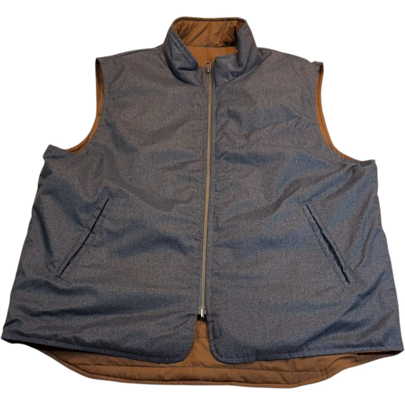 Hagen Men's Size XL Gray Sleeveless Full Zip Stand Collar Vest with Pockets