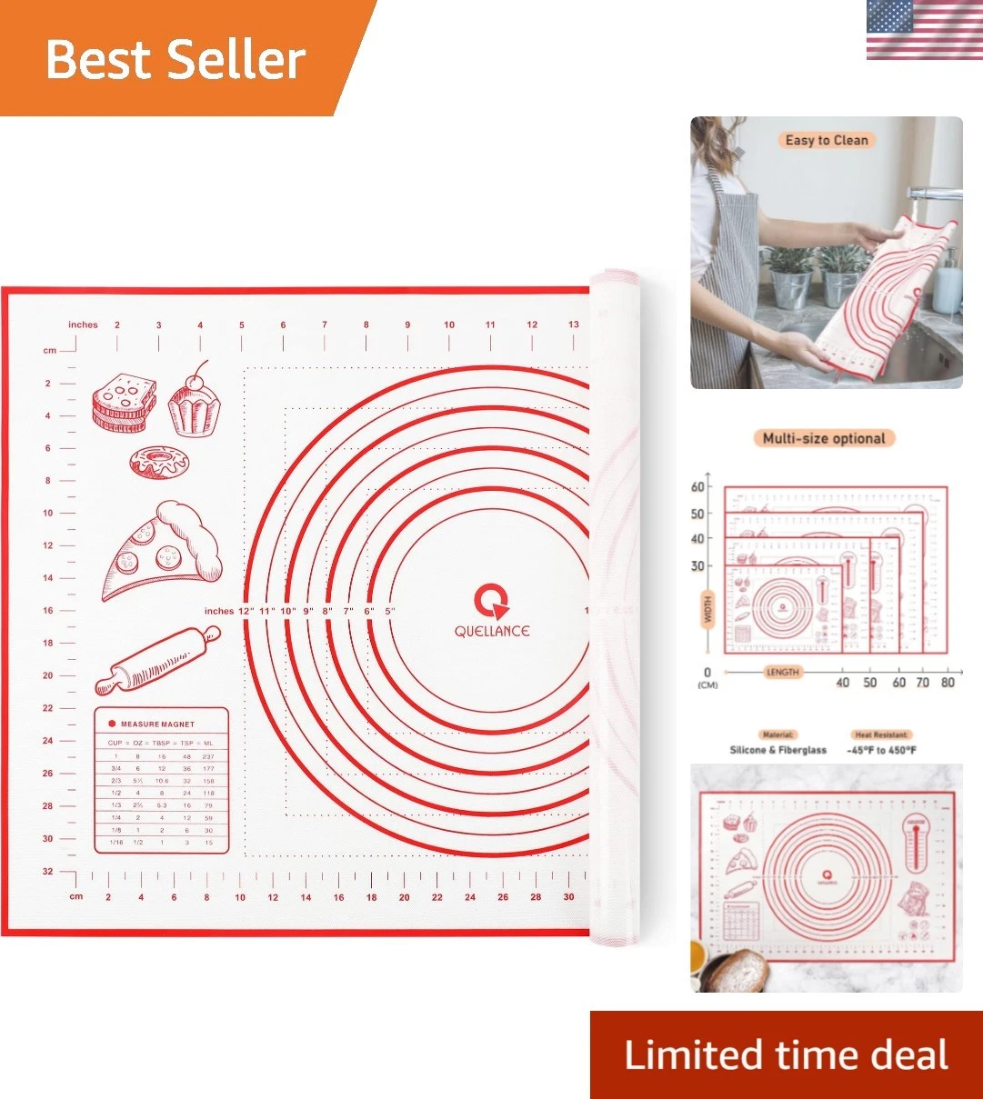 Silicone Pastry Baking Mat Dough - 16x24Inch Large Non Stick Slip Cookie Brea...
Opens in a new wind