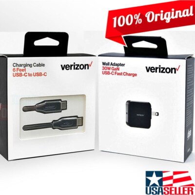 OEM Verizon USB-C Fast Charger + 6FT Data Cable Kit for Galaxy S22/S21/S20/Ultra