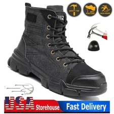 Mens High Top Sneakers Comfortable Safety Shoes Indestructible Steel Toe  Boots