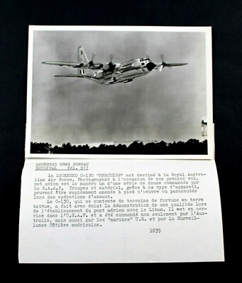 PHOTO AIRCRAFT LOCKHEED HERCULES C-130 RAAF + DESCRIPTION - ORIGINAL 18x13