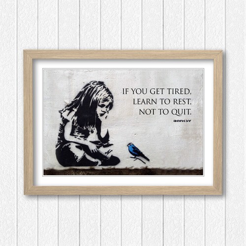 LITTLE GIRL BLUE BIRD QUOTE FRAMED STREET ART POSTER PICTURE PRINT 4 SIZE BANKSY - Picture 13 of 14
