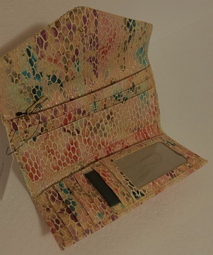 Brahmin JUNIE VERONICA Trifold Envelope Leather Wallet Multi Tan Red Teal NWT - Picture 9 of 9