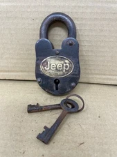 Working Padlock with Jeep Tag Cast Iron, Antique Finish with 2 Keys 