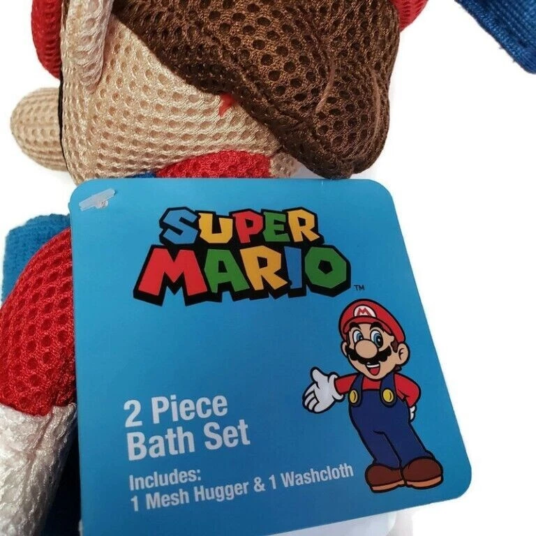 Juego de baño de 2 piezas para niños Nintendo 11" Super Mario abrazador de malla y toalla de paño Foto 4 de 4