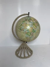 Twine Wrapped Medium 9” Desk Globe Teacher Gift Educational World Modern Decor