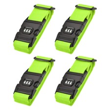 4Stk. Koffergurte mit Schnalle Zahlenschloss 2Mx5cm PP Reisepackzubeh&ouml;r Hellgr&uuml;n