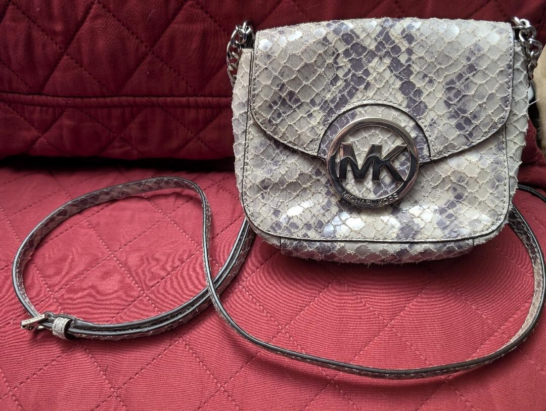 MICHAEL KORS PYTHON PRINT GREY SMALL CROSSBODY BAG - image 1