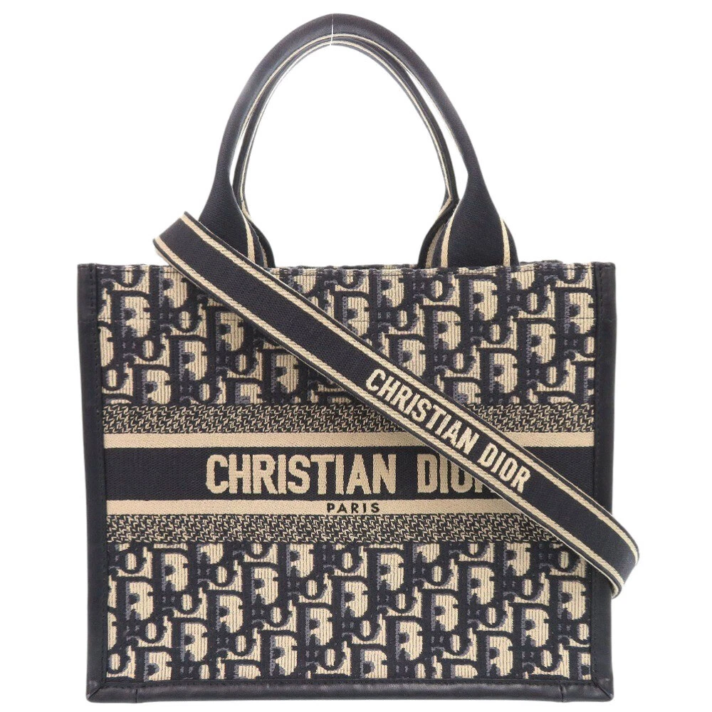 AUTHENTIQUE petit sac à main fourre tout Christian Dior M1325CZBB 2 VOIES livre oblique bleu marine
