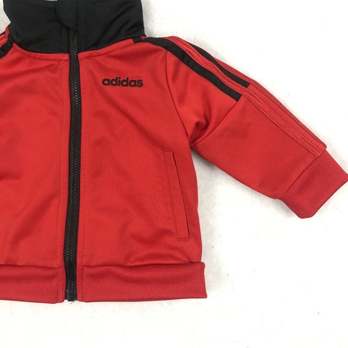 Adidas Jacket Baby 3 Month Red Zipper Active Athletic Three Stripe Kids Boy Girl - Picture 5 of 12