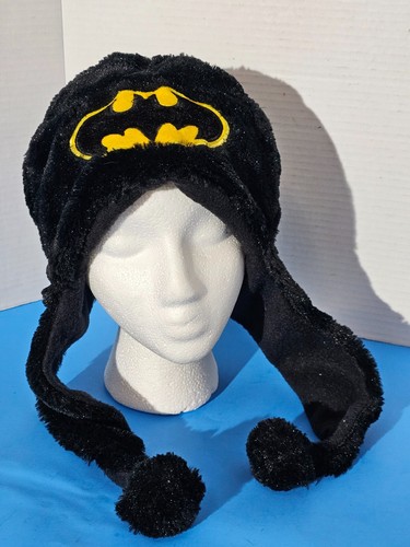Batman Six Flags Black Furry Velour Long Pom Pom Hat - Picture 8 of 8