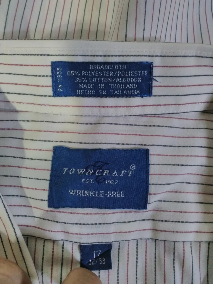 Camisa de vestir vintage Towncraft para hombre talla 17-32/33 sin arrugas Foto 3 de 4
