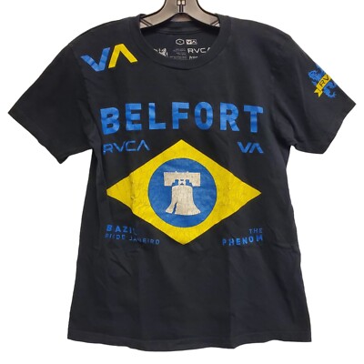 RVCA Shirt Adult Small Black VITOR BELFORT Spell Out Double Sided MMA Training