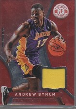 ANDREW BYNUM  2012-13  PANINI  TOTALLY CERTIFIED RED MATERIALS JERSEY CARD #86