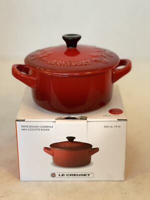 NIB LE CREUSET Petite Round Casserole MINI Cocotte 250ml8 oz Stoneware  HOLLY RED