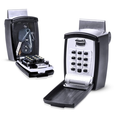 SL-591 Car Window Punch Button Lock Box, Black- Portable Key Storage Vault Lo...