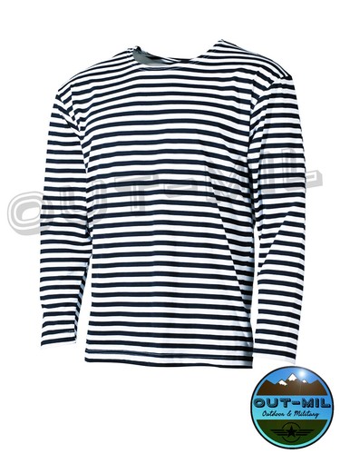 T-shirt (replica Marina Militare Russa) manica lunga bianca con righe blu |  eBay