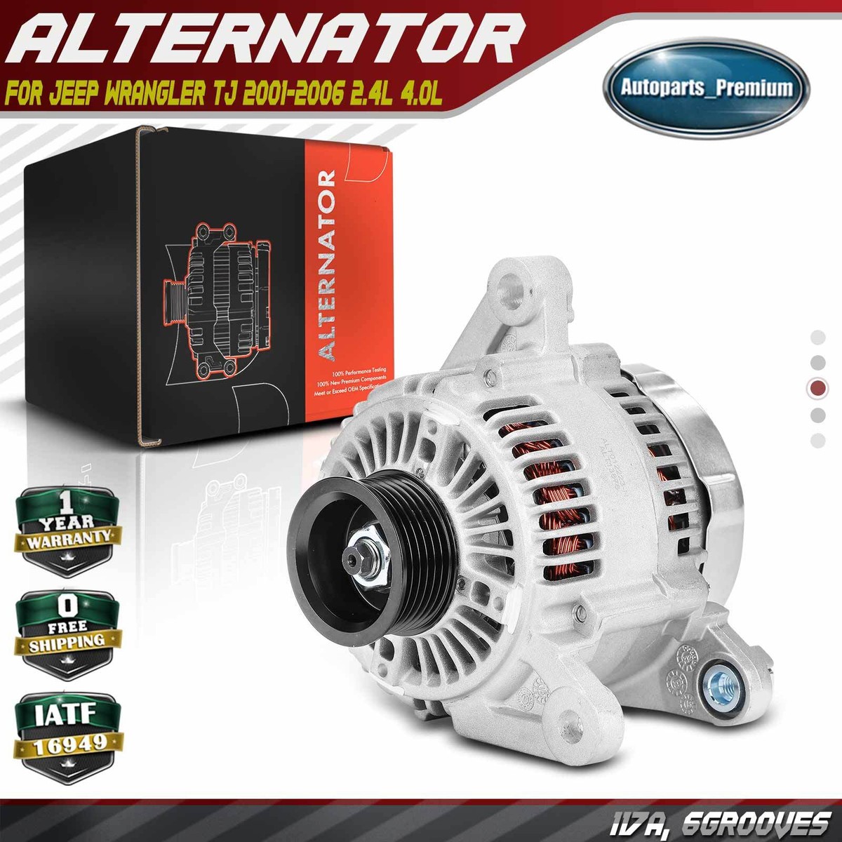 New Alternator for Jeep TJ 4.0L 2000, Wrangler 4.0L 2000, AND0252