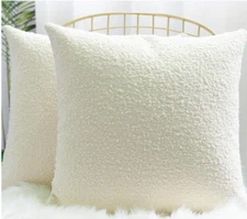 LiilisPoetic Home 2-Pack Beige Houndstooth Throw Pillow Covers 18x18 Soft Square