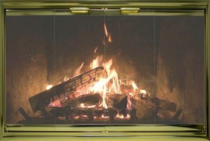 Polished Brass Fireplace Glass Doors For Temco Tempco Fireplace