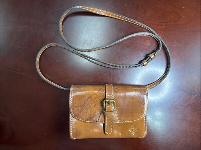 Patricia Nash Torri Crossbody Signature Map Print Leather Riot Rust Bag