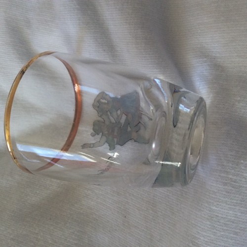 Innsbruck Germany Shot Glass Okctoberfest Folk Dancers Vtg Gold Trim Small 2" - Picture 5 of 6