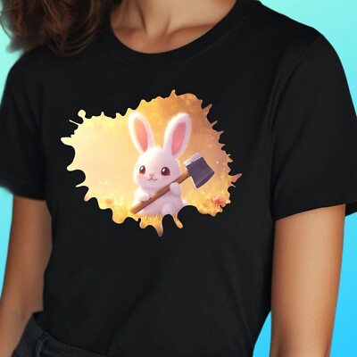 T-Shirt Frauen Häschen mit einer Axt Motiv Baumwolle Größe S bis 3XL