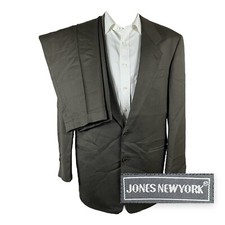 Jones New York 2 Piece Suit Mens 41L 32x30 Brown Two Button Pleated Wool