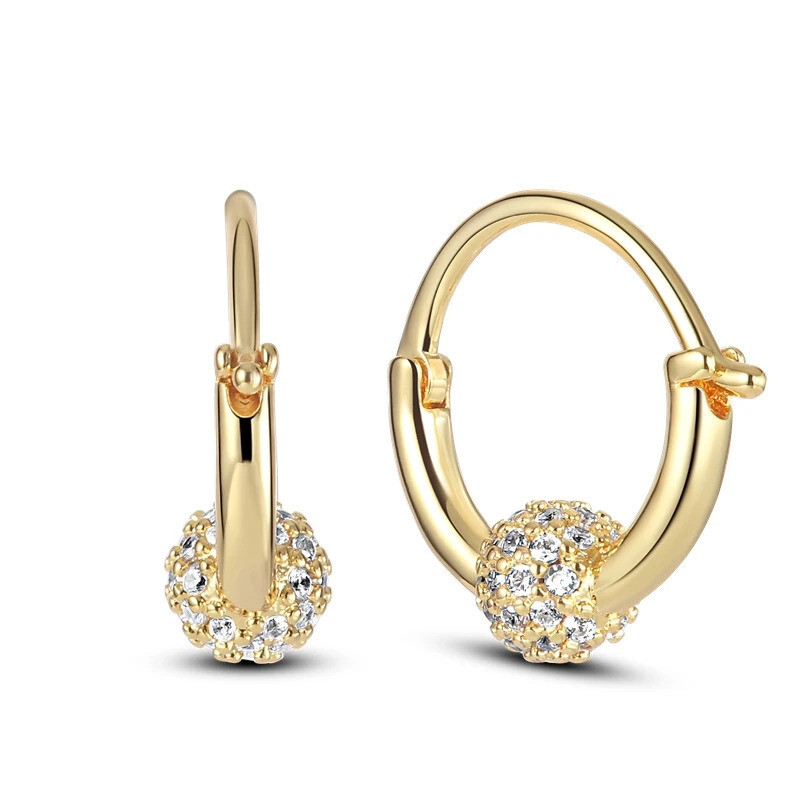 Crystal Round Minimalist 925 Sterling Silver Hoop Earrings