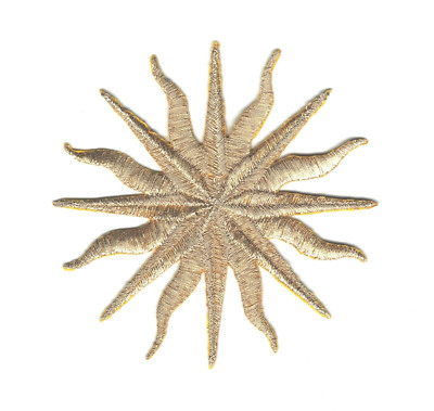 Astrology Sun Patch Bright Gold Metallic Embroidered Iron on Sew on