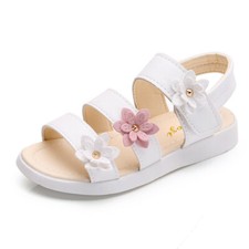 Kids Girls Sweet Summer Beach Sandals Outdoor Gladiator Soft Flower Backstrap
