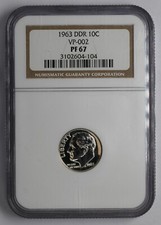 1963 DDR Roosevelt Silver Dime VP-002 NGC PF 67