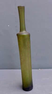 Nice very rare Antique green glass medicine oil bottle, Dutch, 18th. century.