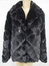 Ny&co. Black Faux Fur Embellished Long Sleeve Jacket Size L/xl - Nwt