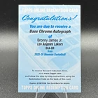 2025-26 Bowman Chrome Bronny James Jr Rookie Auto Redemption Lakers BCA-BR