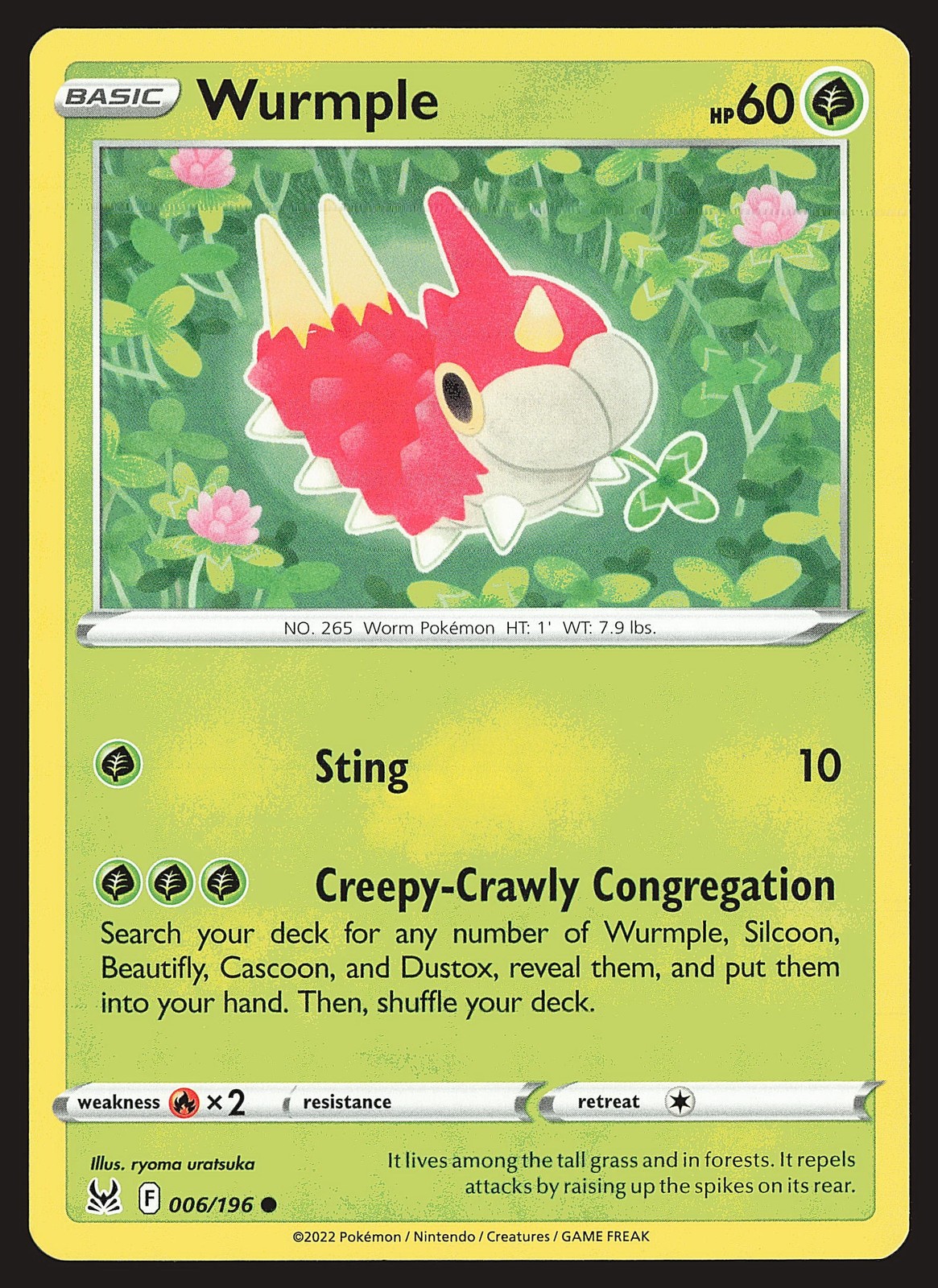 SWSH11: Lost Origin Wurmple #006/196 Common Pokemon Card