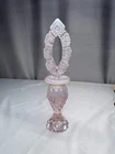 Fenton Crystal Perfume Bottle Hobstar Rose Art Glass / Stopper / 8.5” / Vintage