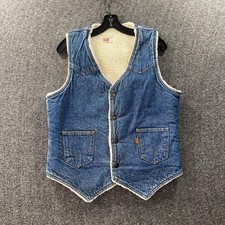 Vintage Levi's Vest Mens Medium Sherpa Lined Denim Western USA 70s