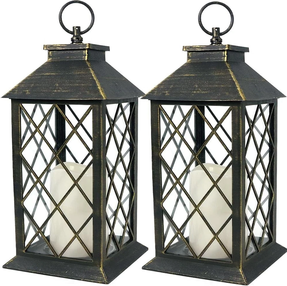 Vintage Decorative Lanterns - 2-Pack 13.5" Waterproof LED with Timer Function - Image 3 of 4