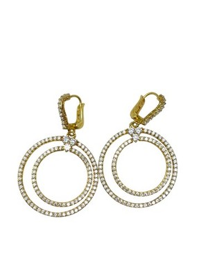 Eleganter Judith Ripka .925 Sterlingsilber gepflasterter Diamant konzentrischer Kreis Tropfen Ea