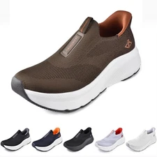 Men's Slip in Shoes Wide Toe Box Arch Support Orthopedic Sport Walking Sneakers