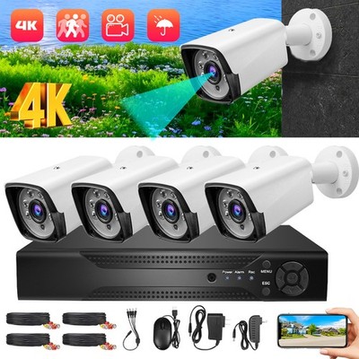 4CH H.265+ 5MP Lite 4K HD Outdoor CCTV Home Security Camera System Kit with DVR