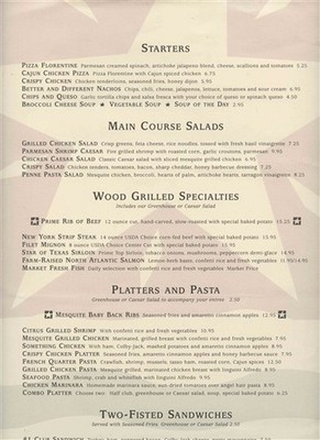 Grady's Menu Tennessee Alabama Georgia North Carolina 1996