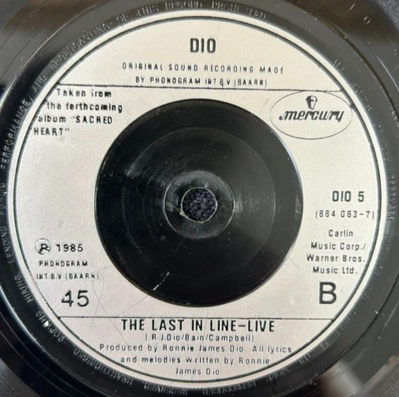 DIO 'ROCK 'N' ROLL CHILDREN' 7'' SINGLE MERCURY RECORDS DIO5 1985 UK FIRST PRESS - Image 4 of 4