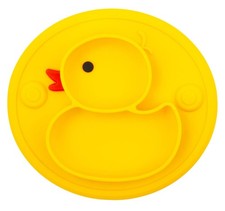 Baby Plate Silicone Toddler Plates Suction Placemat Divided One Size, Yellow