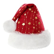 Santa Hat Xmas Hat Father Christmas Hat Adults Deluxe Plush New Year Santa Hat