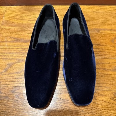 NEW Mezlan Italy Lublin Blue Velvet Formal Slip-On Loafers  display picture 1