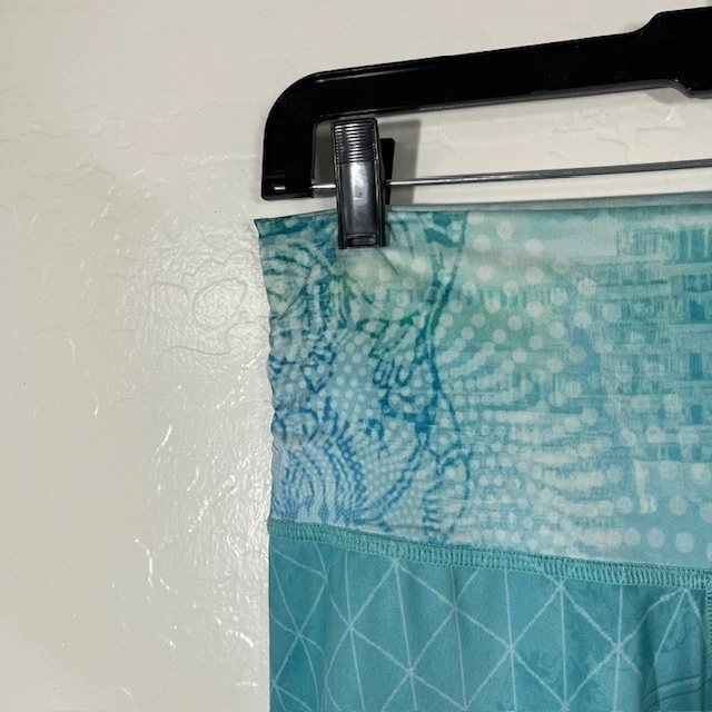 Leggings Teeki Feminina Pequena Azul Arte Abstrata Compressão Hippie Yoga Academia - Imagem 2 de 4