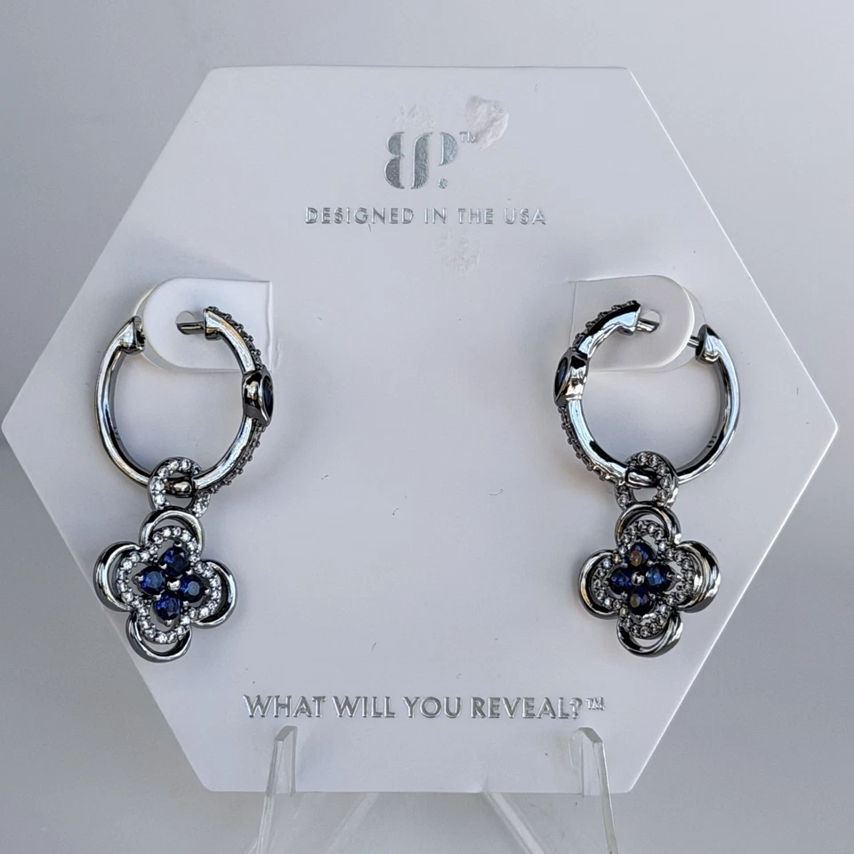 Bomb Party September Earrings "Dripped In Secrets" Clover LC Sapphire Hematite Foto 2 de 4