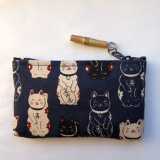 Coin case wallet coin case mini pouch lucky cat cat with zipper fortune gatherin